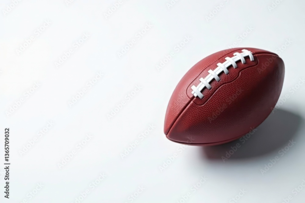 Overhead view of an american football on white , sports, spiral, field Overhead view of an american football on white , sports, spiral, field