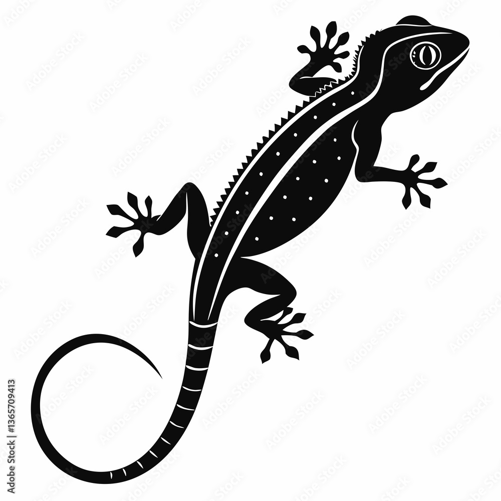 Fototapeta premium chameleon sihouette black vector