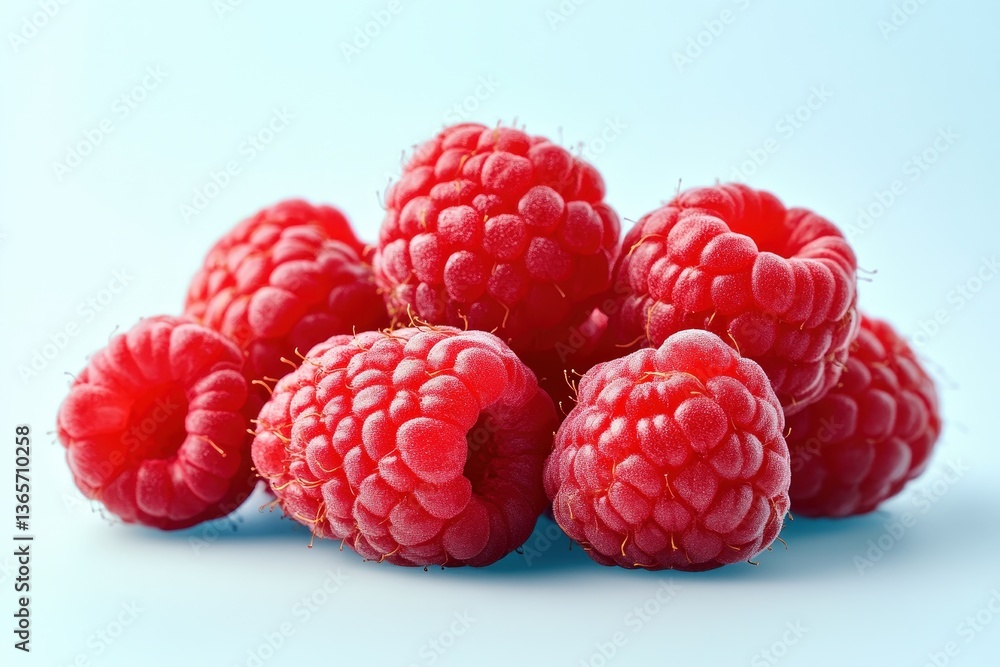 A close up image of fresh red raspberries piled together A close up image of fresh red raspberries piled together