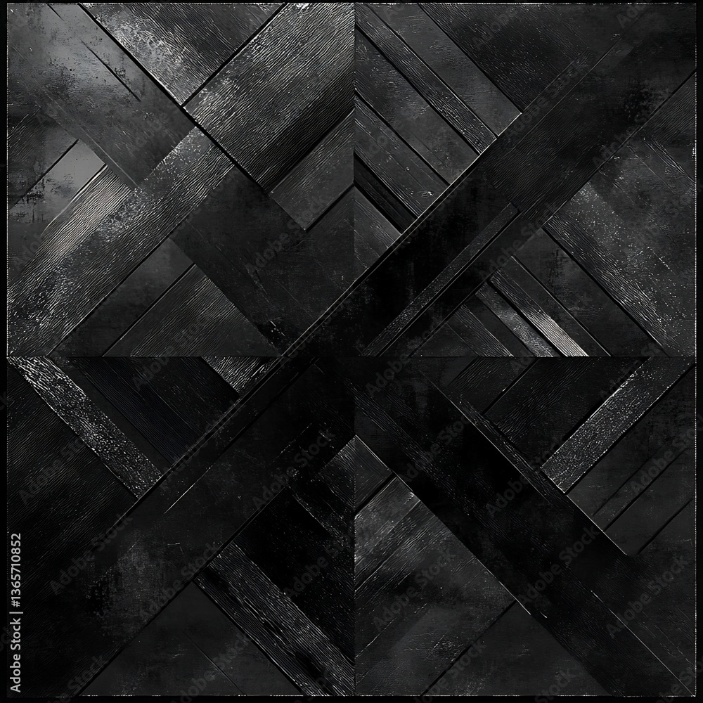 Monochromatic Geometric Abstract Art: Dark Wood Grain Texture Monochromatic Geometric Abstract Art: Dark Wood Grain Texture