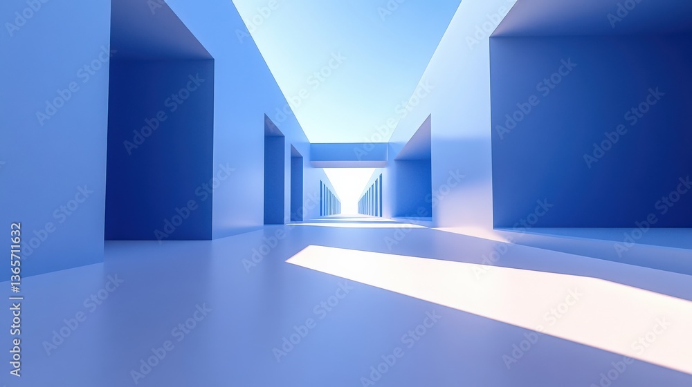 Abstract Blue Architectural Corridor Abstract Blue Architectural Corridor