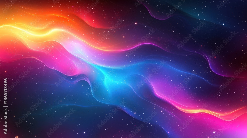 Fototapeta premium Vibrant Abstract Waves in Cosmic Space with Colorful Gradient Effects