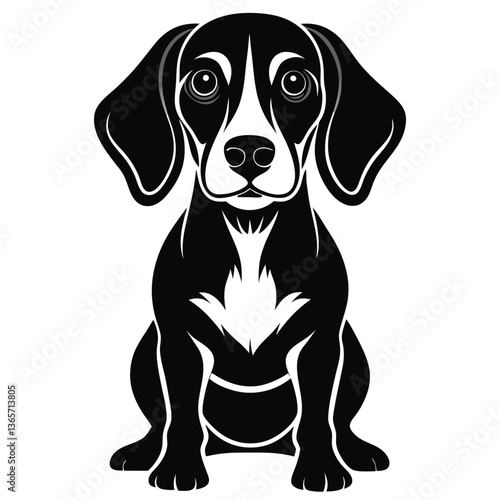 Beagle dog Front view of head silhouette Vector illustration
White Background