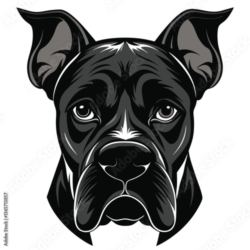 Boxer dog Front view of head silhouette Vector illustration
White Background
