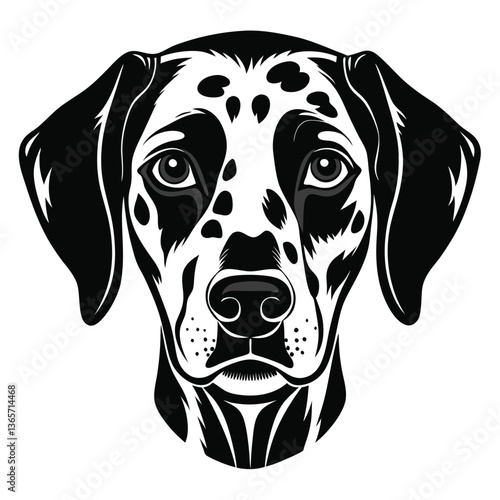 Dalmatian dog Front view of head silhouette Vector illustration
White Background