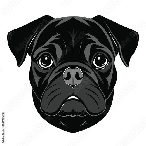 Pug dog Front view of head silhouette Vector illustration
White Background