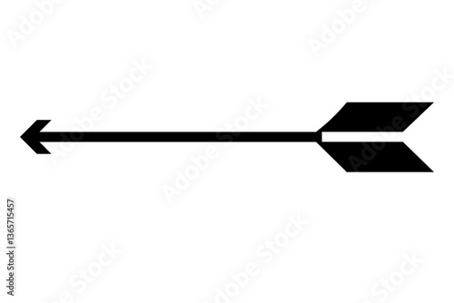 Black double-sided arrow with pointed tip and plumage, a simple graphic arrow (6)