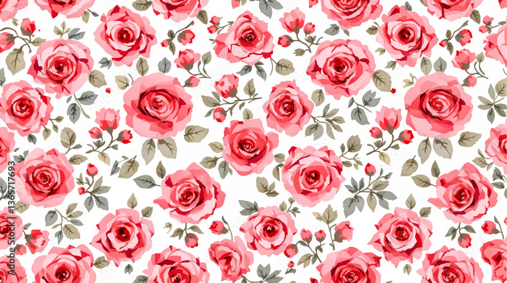 Rose seamless pattern with watercolor isolated on white background Rose seamless pattern with watercolor isolated on white background