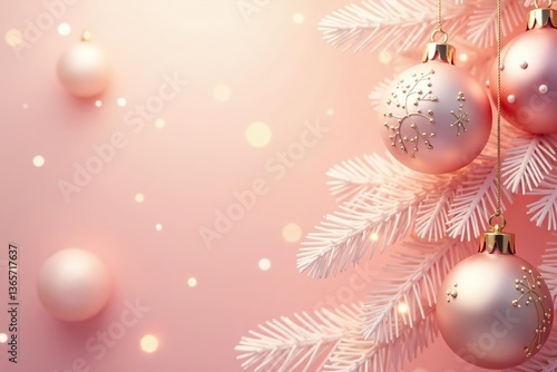 Soft pastel colors of pink, peach, and cream create a warm and inviting Christmas background perfect for holiday designs,  pastel,  cozy