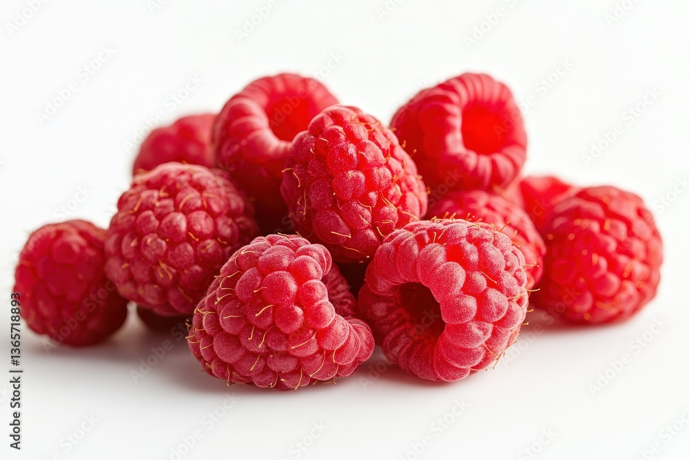A Close Up Shot of Multiple Red Raspberries A Close Up Shot of Multiple Red Raspberries