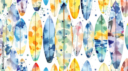 Watercolor Serf on white background	