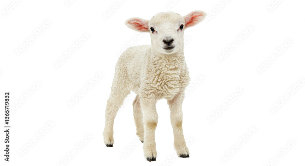 Fototapeta premium Isolated Fluffy White Lamb
