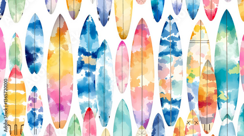 Watercolor Serf on white background	