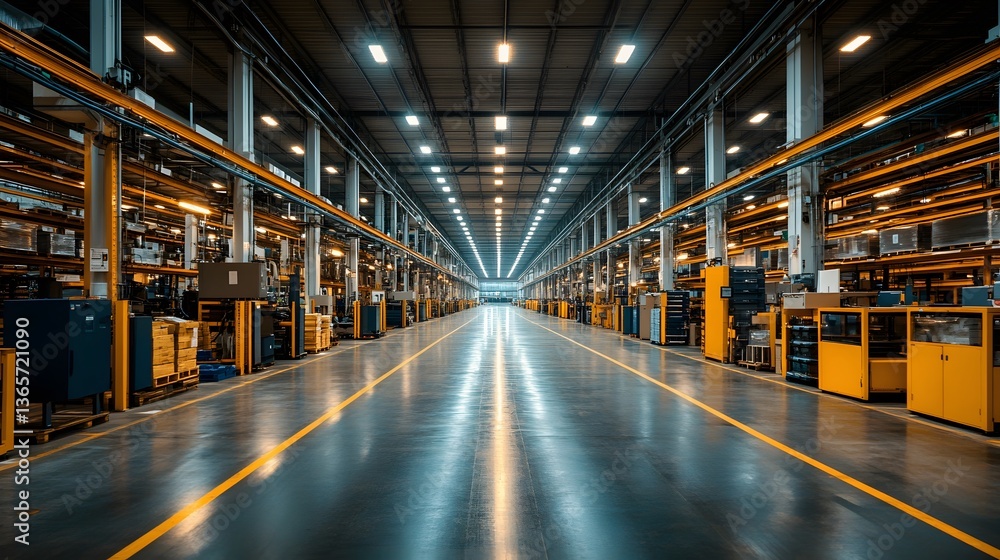 Fototapeta premium IoT-connected devices monitoring machinery and operational performance in a warehouse for small business efficiency