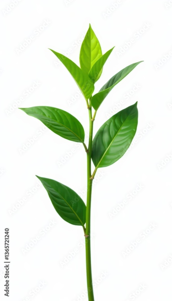 Fototapeta premium Single stem isolated against white background, solitary, greenery