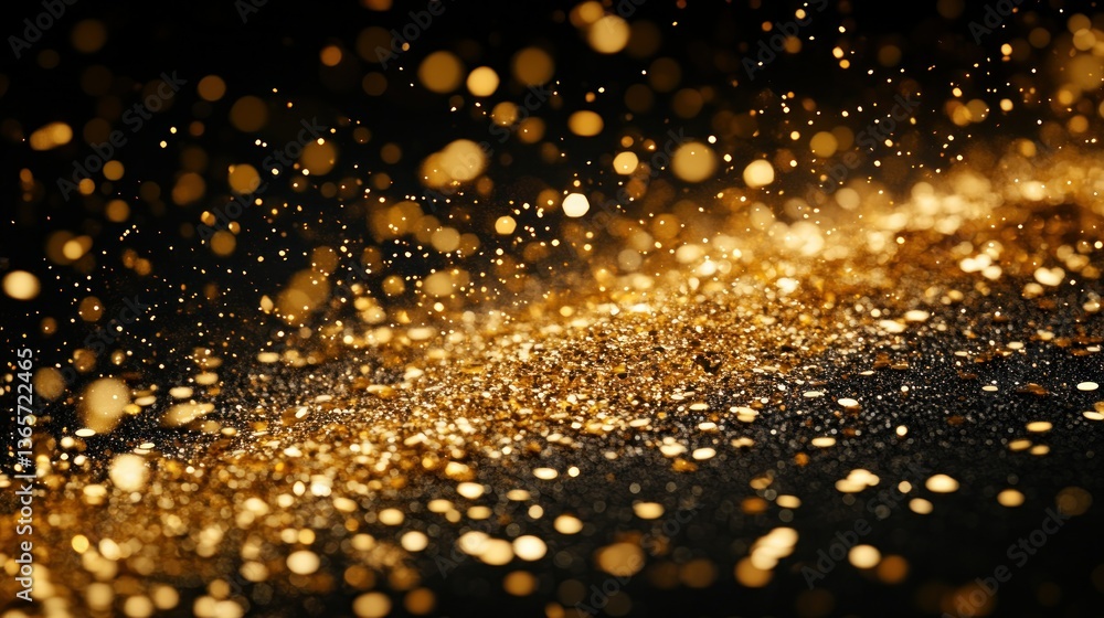 Fototapeta premium Golden glitter explosion on a dark background