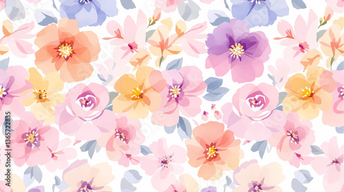 Colorful floral watercolor seamless pattern
