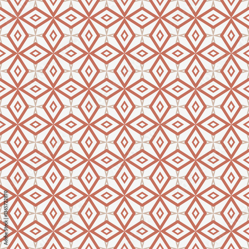 Geometric and flower line ethnic seamless pattern. Square diamond flower art vector pattern. Star flower geometric vintage pattern. Vector of beautiful floral pattern for background, wallpaper, tile a