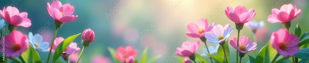 Spring-themed banner featuring a vibrant background of forget-me-not flowers blooming, blooming, vibrant Spring-themed banner featuring a vibrant background of forget-me-not flowers blooming, blooming, vibrant