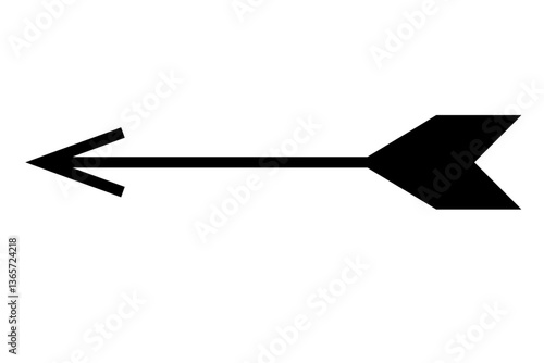 Black double-sided arrow with pointed tip and plumage, a simple graphic arrow (8)