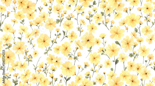 Yellow floral watercolor seamless pattern
