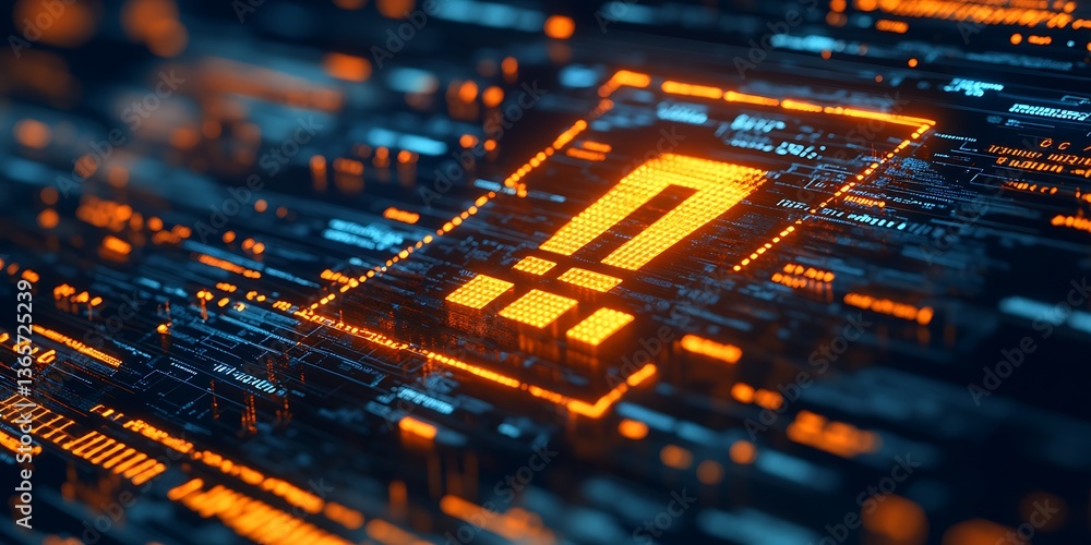 Obraz premium Digital Exclamation with Circuit Board.