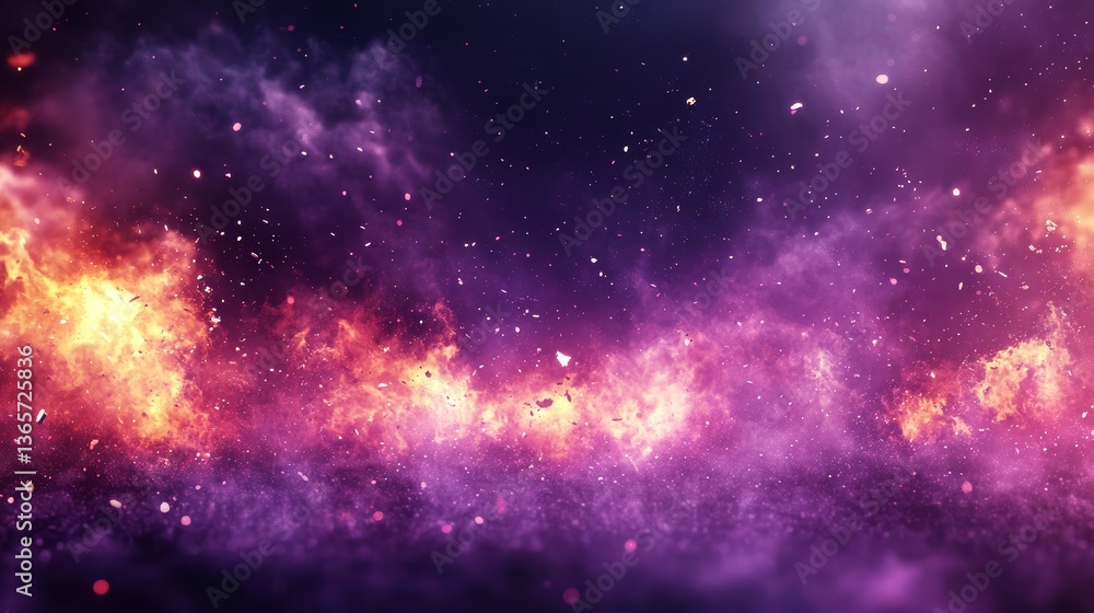 Obraz premium Fiery Abstract Background Purple and Orange Flames with Sparkles and Smoke