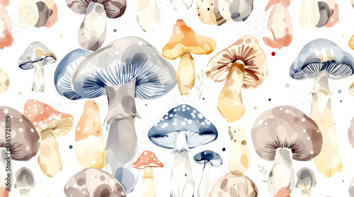 Watercolor set of autumn edible mushrooms