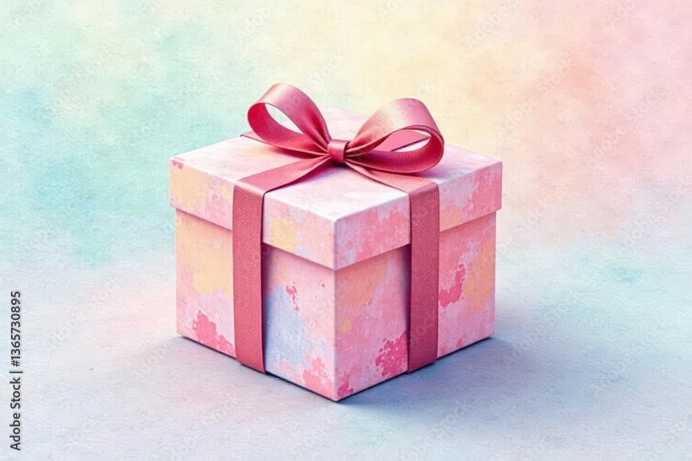 Fototapeta premium Subtle watercolor gift box repeat, pastel tones, art, summer, light