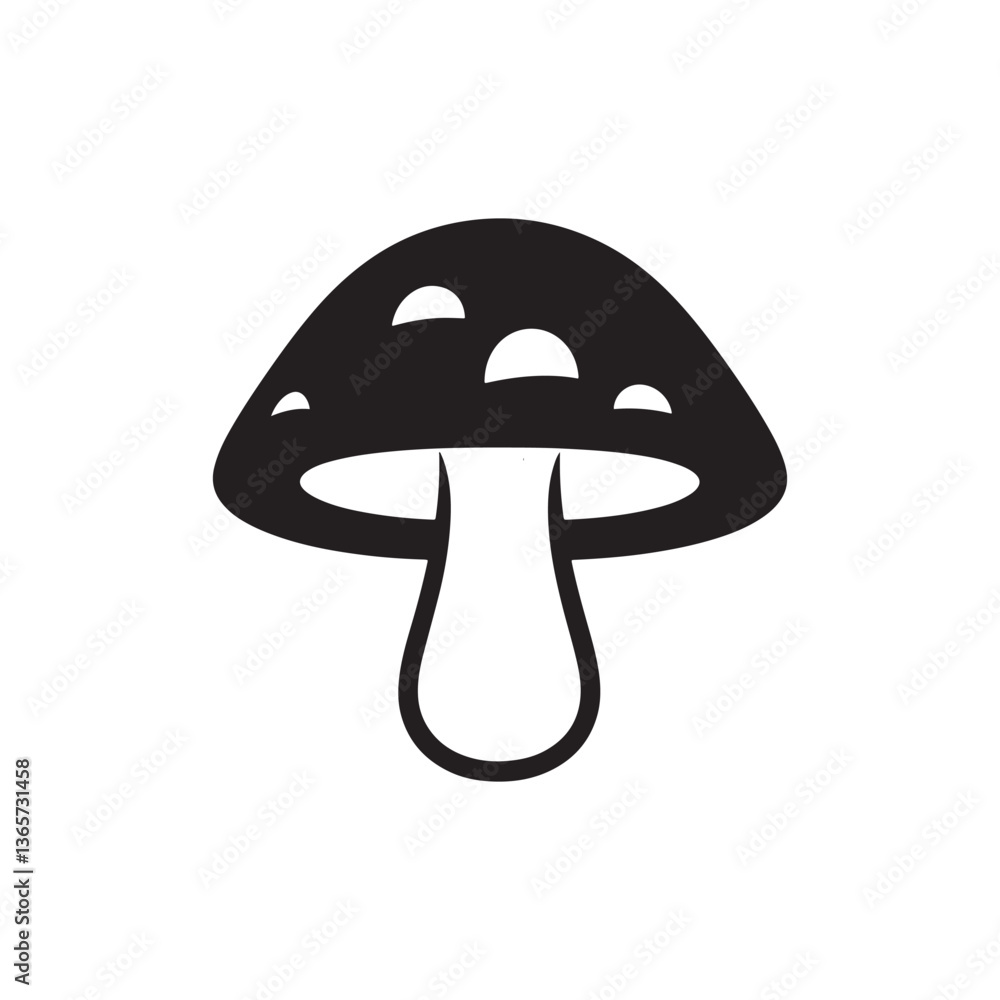 vector of black silhouette of Mushroom