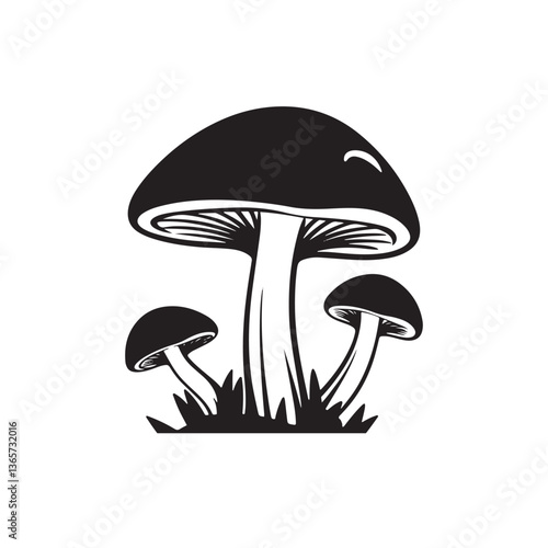 vector of black silhouette of Mushroom