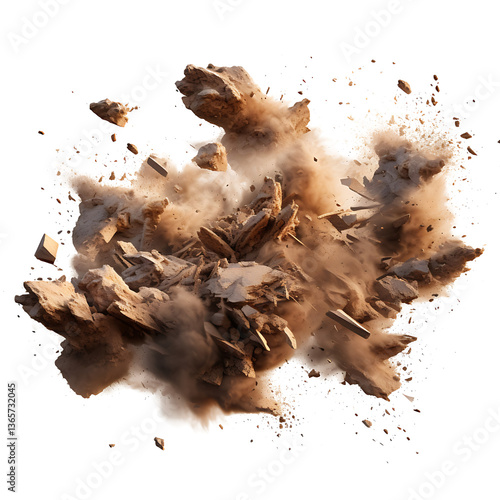 Flying Debris with Dust Isolated on Transparent Background