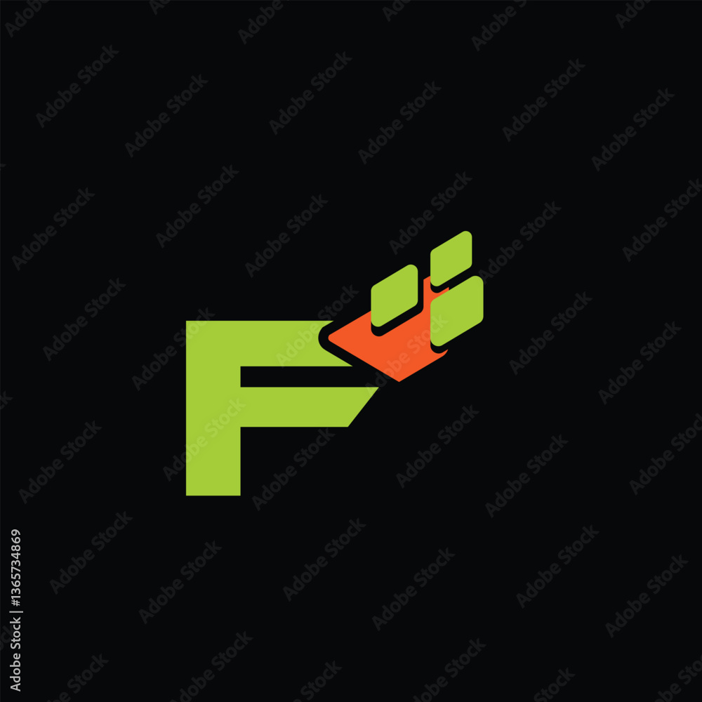 Fototapeta premium F tech logo design template, F tech logo, F technology vector 