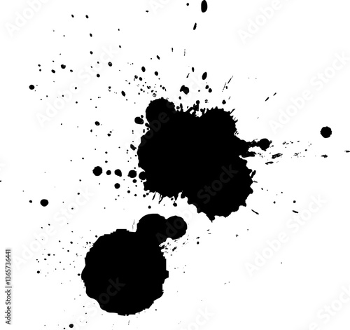 black ink brush painting splatter splash artistic grunge style