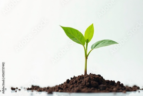 Wallpaper Mural Young tree sprout, stark white background, vibrant green , tree, botany, horizontal Torontodigital.ca