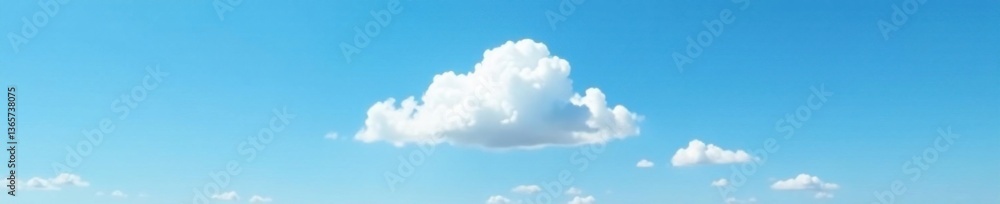 Fluffy white cloud floats against a bright blue sky, with a few wispy clouds scattered below , blue sky, , soft focus Fluffy white cloud floats against a bright blue sky, with a few wispy clouds scattered below , blue sky, , soft focus