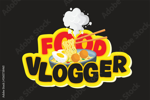 Food vlogger vector template for print on demand