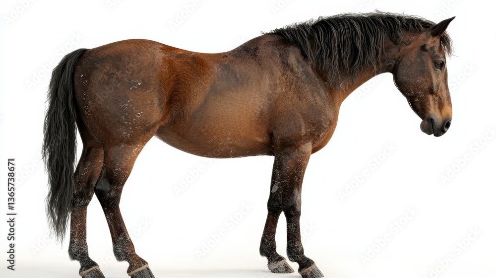 Obraz premium Elegant brown horse in studio animal photography captivating portrait isolated environment