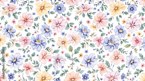 Seamless pattern of colorful peach rose flower with watercolor