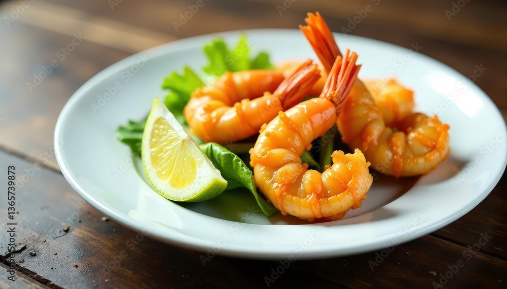 Tempura shrimp and vegetables on pristine white plate, shrimp, japanese Tempura shrimp and vegetables on pristine white plate, shrimp, japanese