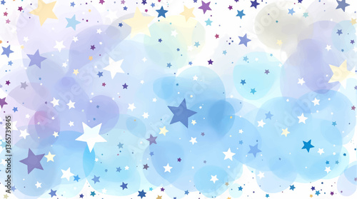 Watercolor blue stars illustration set 