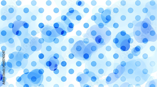 Watercolor Polka Tile. Seamless Spot Textile. Blue Irregular Wallpaper
