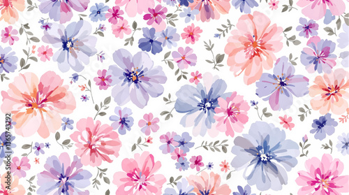 Seamless pattern of colorful peach rose flower with watercolor