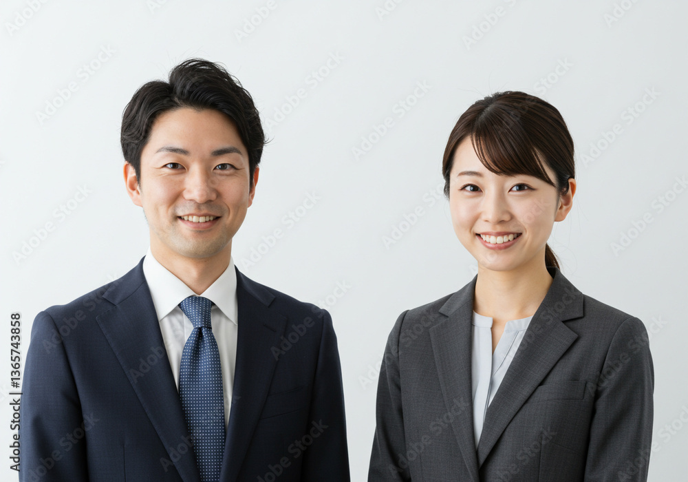 男女のビジネスマン, 笑顔 男女のビジネスマン, 笑顔
