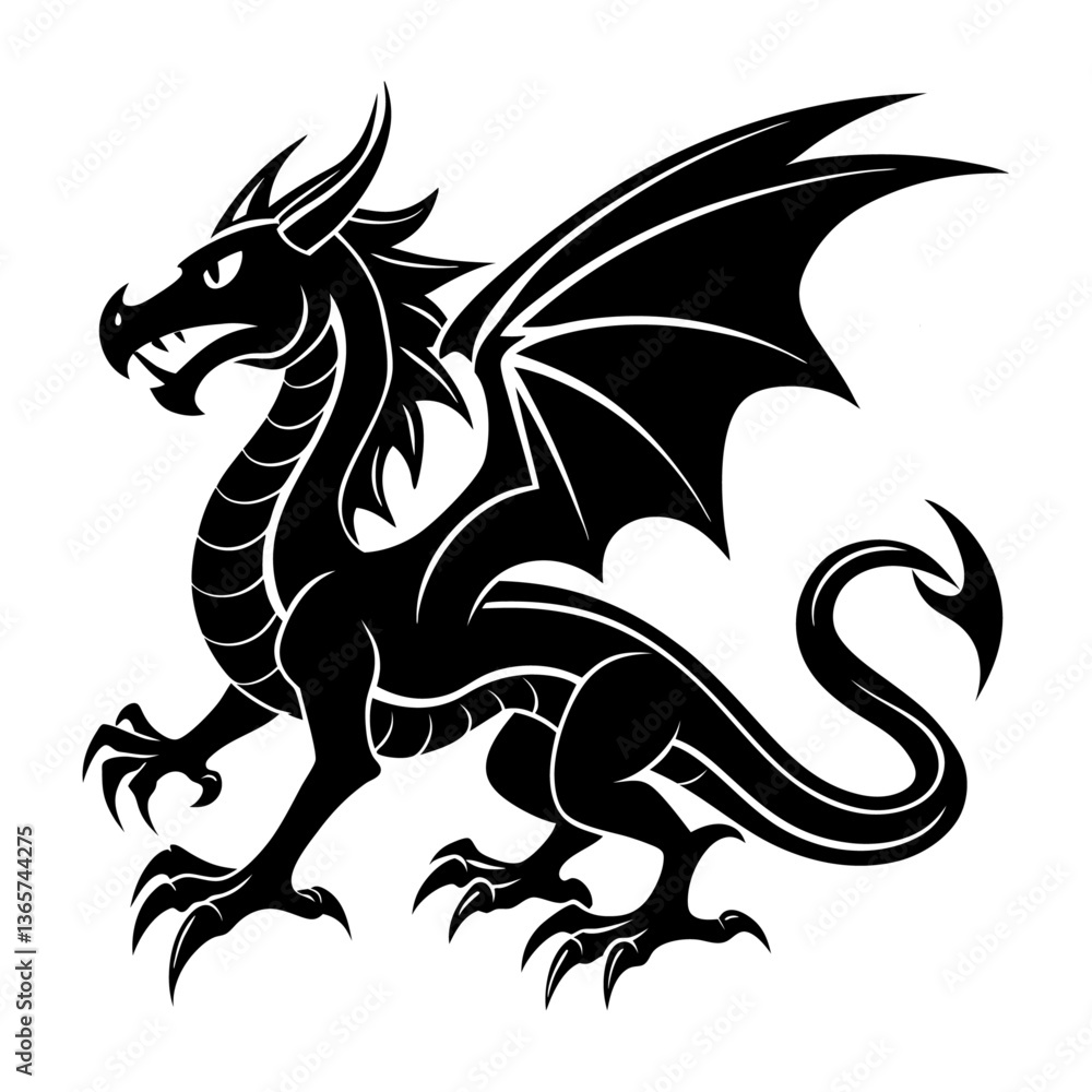 Naklejka premium black dragon vector
