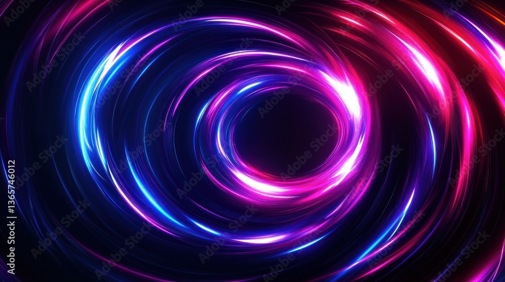 Abstract swirling neon circles of vibrant pink and blue light. Abstract swirling neon circles of vibrant pink and blue light.