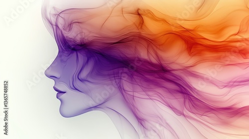Wallpaper Mural Ethereal Silhouette of a Woman with Colorful Flowing Hair Design Torontodigital.ca