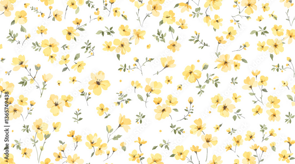 Watercolor yellow flower seamless pattern Watercolor yellow flower seamless pattern