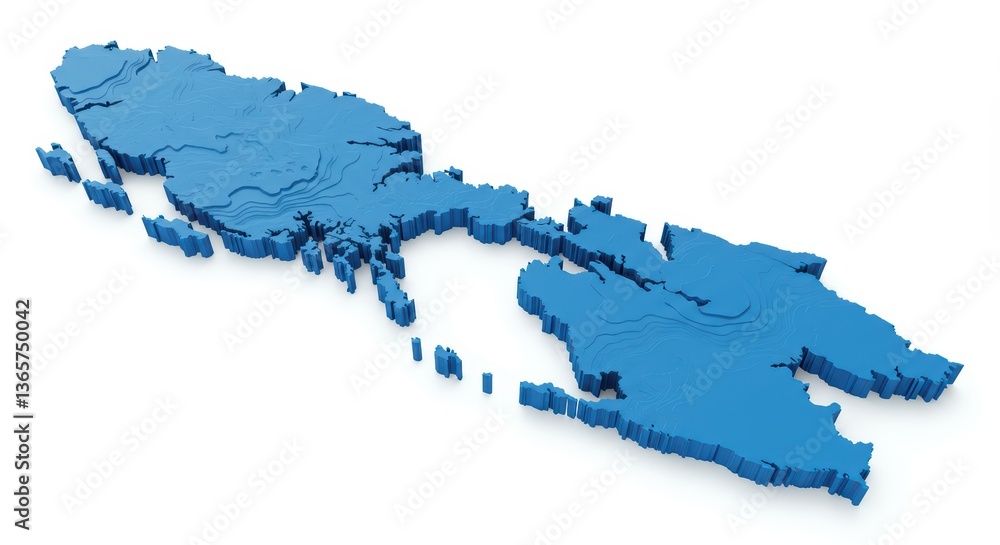 Fototapeta premium Exploring 3d Render of Blue Croatia Map on Clean White Background