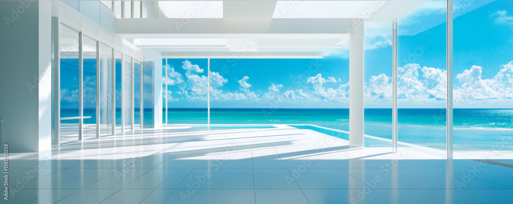 Fototapeta premium Futuristic Luxury Villa with Infinity Pool and Ocean View